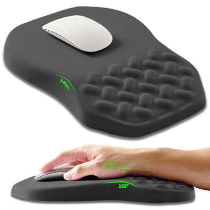 Ergonomic Slope Mouse Pad Wrist Support, Wrist Rest Mousepad for Carpal Tunnel Pain Relief with Massage Bulge and Slow Rebound Memory Foam (12x8 inch, Dark Gray) - color: Am003-dark Gray