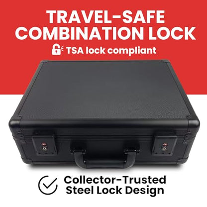 Premium 140-Card Holder Box, Carbon Fiber Graded Card Storage Case, TSA Lock, GPS Tracker Compartment, Fits PSA/BGS/CSG Slabs & Toploaders, 4 Rows, 4 EVA Dividers, Secure Travel for Sports, TCG Cards - color: Black, style: Holds 140 Graded Cards