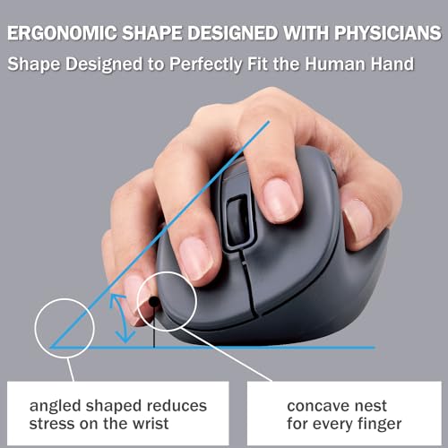ELECOM Bluetooth Wireless Ergonomic Shape Mouse, Silent Click, Right Hand 2000DPI, 5 Buttons, Optocal Sensor, Compatible with PC, Mac, Laptop, EX-G, Msize Black (M-XGM30BBSKBK) - color: Black, size: Medium