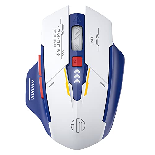 INPHIC A9 Wireless Gaming Mouse, Rechargeable, 12800 DPI | Tri-Mode 2.4G/Type-C Wired/Bluetooth Gaming Mouse, RGB Light, Visible Battery Indicator, for Laptop/PC/Computer, Mech Blue - color: Mech Blue