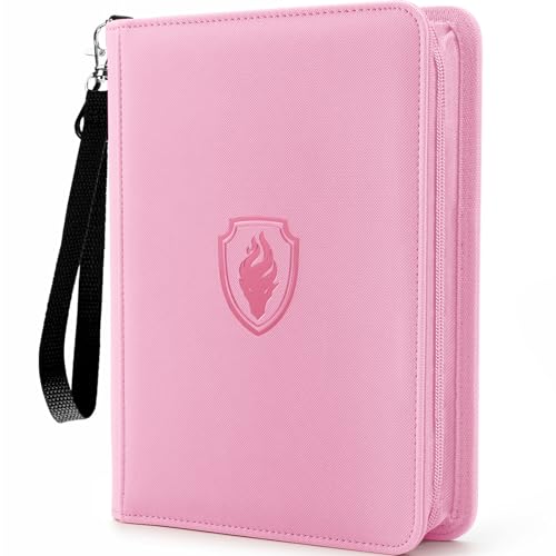 Fabmaker Premium 4 Pocket Zip Card Binder, Trading Card Binder for 320 Cards, Portable PU Card Collection Binder, Collector Card Album Folder for Game & Sports Cards (Pink) - color: Pink, size: 4 Pocket - 10.2" x 7.5"