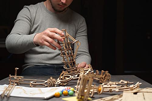 UGEARS Wooden 3D Puzzles for Adults - Wooden Marble Run Spiral Hoist Models for Adults to Build - Advanced Wooden 3D Puzzle Kit - Mechanical Model Wooden Puzzles for Hobbyists - 266 Pcs - color: Marble Run Spiral Hoist