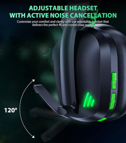 Vakedy Wireless Gaming Headset for PS5, PS4 & PC, 20ms Ultra-Low Latency, 2.4GHz USB & BT 5.4, Noise Canceling Mic, 50H Battery, Compatible with Switch, Mac & Mobile, Ideal for Fortnite & Call of Duty - color: Obsidian Black