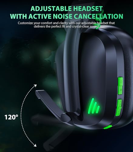 Vakedy Wireless Gaming Headset for PS5, PS4 & PC, 20ms Ultra-Low Latency, 2.4GHz USB & BT 5.4, Noise Canceling Mic, 50H Battery, Compatible with Switch, Mac & Mobile, Ideal for Fortnite & Call of Duty - color: Obsidian Black