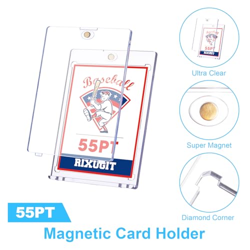 20 Pack 55pt One Touch Magnetic Card Holders for Trading Cards | UV Protection Hard Plastic Card Protectors, Magnet Case Fits Baseball, Football, Game Sports Sleeves For Storage and Display - size: 20ct 55PT Card Holder