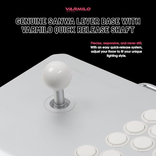 Varmilo Kassai Arcade Fight Stick Rapid Trigger Tournament Grade Controller for Fighting Games Two Versions Standard PC Only or Pro Compatible with PC PS4 PS5 Switch1 Switch2 (Lunar Silver, Standard (PC))