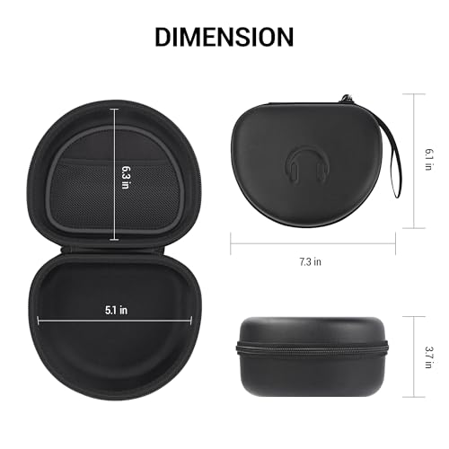 Headphone Case for Beats/JLab Go JBuds Lux ANC/JBL/BERIBES/KVIDIO, Black | for Souncore Q20i/ TOZO HT3/ Picun Foldable Over-Ear Headphones,with Handle Strap Travel Carrying Headset Case