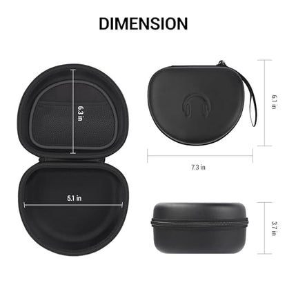 Headphone Case for Beats/JLab Go JBuds Lux ANC/JBL/BERIBES/KVIDIO, Black | for Souncore Q20i/ TOZO HT3/ Picun Foldable Over-Ear Headphones,with Handle Strap Travel Carrying Headset Case
