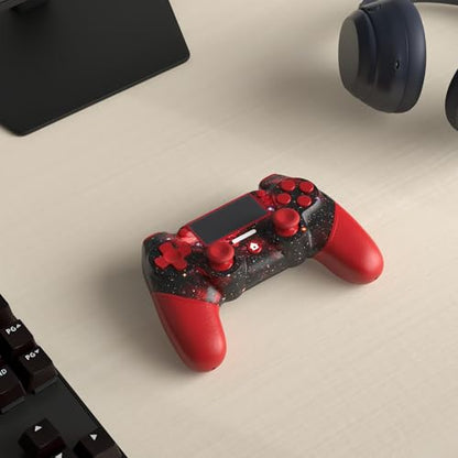 AceGamer Wireless Controller for PS4,Red Universe Design with Turbo/3.5mm Audio Jack/6-Axis Gyro Sensor/Double Vibration/Touchpanel,Compatible with PS4/Pro/Slim/PC (WIN 7/8/10) (Red) - color: Red