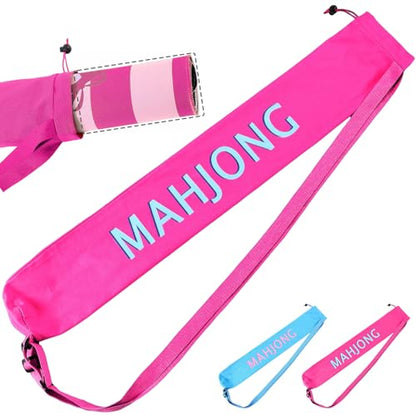 34 Inch Long Mahjong Mat Bag Cute Double Strapped Canvas Drawstring Mahjong Holder Lightweight Outdoor Carrying Bag for Board Games Travel Storage-Mat Not Include(Pink,1 Pc) - color: Pink, style: Soild