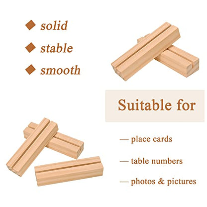 WILLOWDALE 12Pcs Wedding Place Card Holders for Table, Table Number Holders | Acrylic Table Numbers Holders for Wedding Reception, Picture & Photo Holder Wood Display Stand for Home and Party Decoration - size: 12pcs 3.9" Rectangle