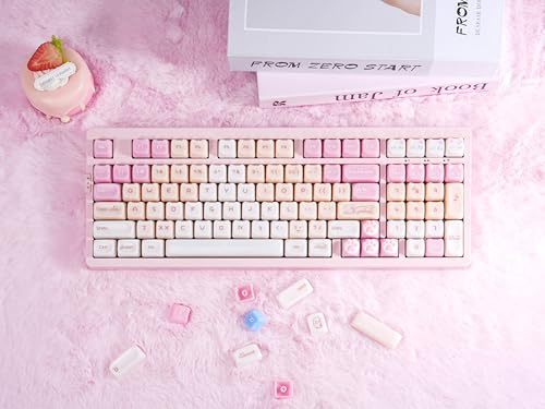 ZORNHER ZH980 Pink Mechanical Keyboard,95% Cat Keyboard Cute,Kawaii Kitty Keycaps,Pink Gaming Keyboard with Number Pad,Jelly Ceramic Keycap,Creamy Sounding Switches - color: Ceramic Kitty, size: Creamy Switch