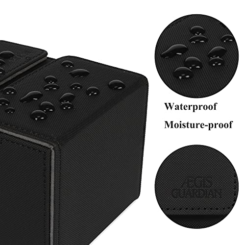 AEGIS GUARDIAN Card Deck Box with Dice Tray for MTG Cards, Commander Deck Box fit 150+ Sleeved Cards, PU Leather Card Storage Box Strong Magnet Deck Game Case for TCG CCG, Black - color: 1-2