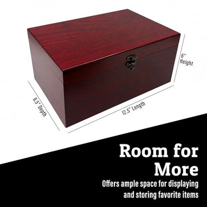 Sarge Rosewood Finish Large Gift Box, for Knives, Jewelry, Collectibles | foam-lined interior, brass latch, hinged lid, gift ready, knives, jewelry, watches, collectibles, 12.5" x 8.5" x 6"