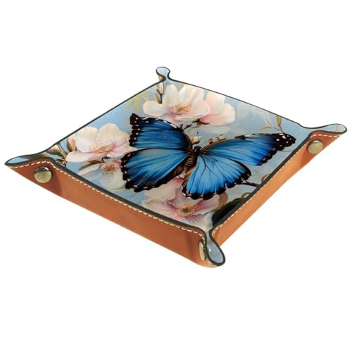 Blue Butterfly on Blossom Dice Tray Dice Rolling Tray Folding Dice Holder for Dice Games, Like RPG, DND and Other Table Games - color: Multi 15