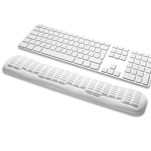 UnivoColors Memory Foam Keyboard Wrist Rest,Latest 3.0 Wave Curve Design,High-Resilience Memory Foam,Non-Slip Base Fits,Full-Sized Keyboards,Ideal for Work and Gaming(Ivory) - color: Ivory, style: Full Size Keyboard Wrist Rest