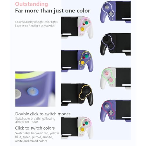 ASHATA Wireless Joypad for Pro Controller Compatible with OLED One Piece Joypad with Mechanical Keys RGB Lighting Adjustable Vibration for OLED Gaming (Black) - color: Black