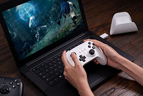 8BitDo Ultimate Bluetooth Controller with Charging Dock, Wireless Pro Controller with Hall Effect Sensing Joystick, Compatible with Switch, Windows and Steam Deck (White) - color: White, style: Ultimate Controller