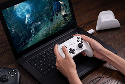 8BitDo Ultimate Bluetooth Controller with Charging Dock, Wireless Pro Controller with Hall Effect Sensing Joystick, Compatible with Switch, Windows and Steam Deck (White) - color: White, style: Ultimate Controller