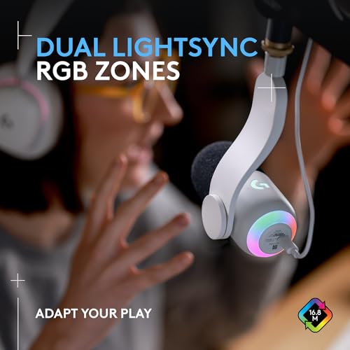 Logitech G Yeti GX Dynamic RGB Gaming Microphone with LIGHTSYNC - White | LIGHTSYNC, USB mic for streaming, plug and play for PC/Mac - color: White