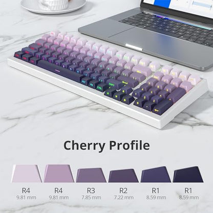 133 Keys PBT Gradient Gray Side Printed Keycaps,Double Shot Shine Through Custom Cherry Profile Keycaps for for Cherry/Gateron MX switches 60 Percent / 68/75% Gaming Mechanical Keyboard (star purple)