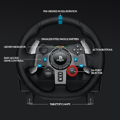 Logitech G29 Driving Force Racing Wheel and Floor Pedals, Real Force Feedback, Stainless Steel Paddle Shifters, Leather Steering Wheel Cover for PS5, PS4, PC, Mac - Black - style: PS5, PS4, PC/Mac