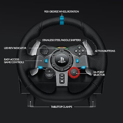 Logitech G29 Driving Force Racing Wheel and Floor Pedals, Real Force Feedback, Stainless Steel Paddle Shifters, Leather Steering Wheel Cover for PS5, PS4, PC, Mac - Black - style: PS5, PS4, PC/Mac