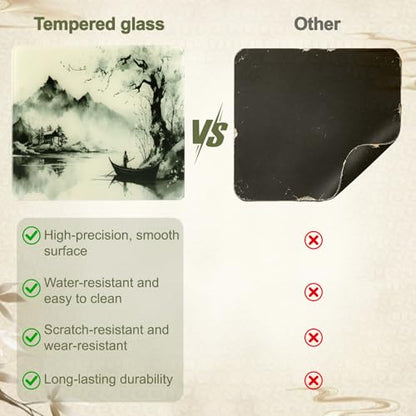 Glass Mousepad, Hard Surface Gaming Mouse Pads, Mousepad Gaming, Glasspad - color: Japanese Ink Painting 1