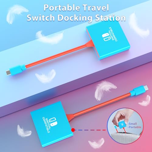 pdobq Switch Dock Switch Docking Station for Nintendo, Portable Switch2 TV Adapter Support 4K/60HZ TV Mode Compatible Steam Deck/Switch OLED, Travel Dock with HDMI2.0 USB3.0 Port - size: 4k/60hz