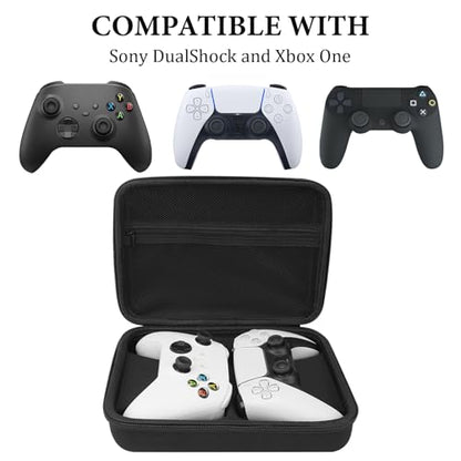 GEEKRIA Two Controllers Travel Carrying Bag Compatible with Sony PS5 DualSense, DualShock 2/4, Xbox One, Series X, 8BitDo Pro2, Protective Storage with Internal Mesh Pocket (Black) - color: Black