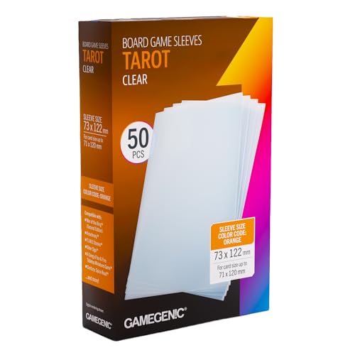 Prime Board Game Sleeves, Pack of 90 Extra-Clear Sleeves, 72 by 122 mm Card Sleeves Optimized for Use with Tarot Cards, Premium Card Protection, FFG Orange Color Code