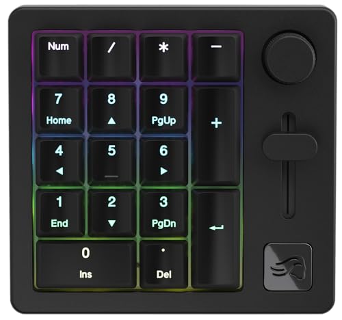GLORIOUS GMMK Macro Pad - Black Mechanical Numpad - 10 Key USB Keypad - Hotswap, Programmable Volume Knob, RGB Backlit, Wired & Wireless Bluetooth- Gaming Keyboard Number Pad - color: Black Slate
