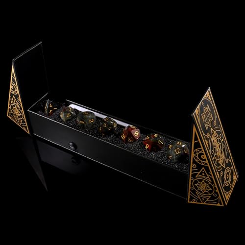 Unique Gemstone Dice Set 7PCS, Handmade Natural Stone Polyhedral DND Dice with Premium Gift Case for Board Game Lovers Birthday Gift - color: Zs-xs