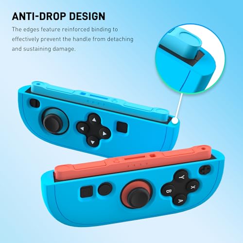 GLDRAM Soft Silicone Case for Nintendo Switch 2 Joycon - Protective Cover with Anti-Slip Grip & Thumb Grips - Shock-Absorbing Skin for Left & Right Controllers (Blue) - color: Blue