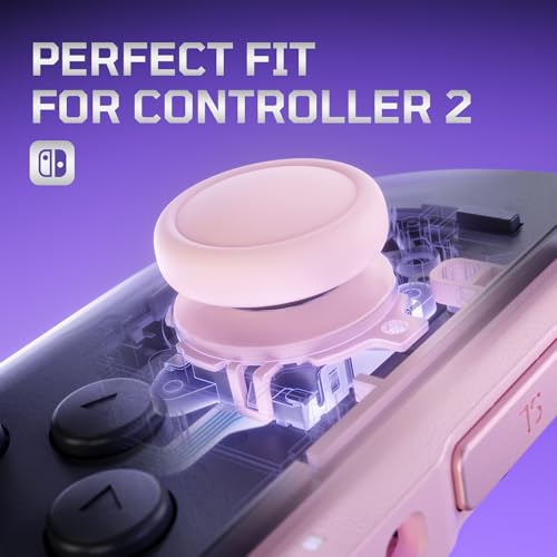 eXtremeRate Replacement 3D Joystick & Thumb Grips & Side Rail Shell Buttons for Nintendo Switch 2 JoyCon, Console Rail Stickers Left Right Analog Thumbsticks Caps for Switch 2 - Cherry Blossoms Pink - color: Cherry Blossoms Pink