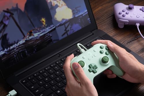 8BitDo Ultimate 2C Wired Controller for Windows PC and Android, with 1000Hz Polling Rate, Hall Effect Joysticks and Hall Triggers, and Remappable L4/R4 Bumpers (Green) - color: Green
