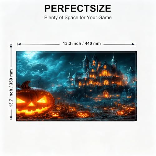 for MTG Playmat, Custom Trading Card Game Mat 17.3 x 13.8 in | Castle of Shadows Premium Non-Slip Rubber Base, Water-Resistant & Stitched Edges, Personalized High-Definition Art - color: Castle of Shadows, size: 17" x 14" Regular
