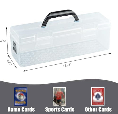 Plastic Trading Card Storage Box, Toploader Baseball Football Sports Card Storage Case with Handle, Clear Playing Card Holder, Holds Up to 200 Toploaders 750 Cards, Fit for Toploader and Standard Card - style: 1 Pack