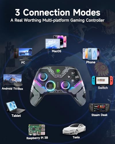 EasySMX X15 Wireless PC Controller for Gaming, Hall Effect Joysticks | 뒷면 버튼 2개, 1000mah 배터리, 윈도우 PC, 스팀, 스위치, 안드로이드용 게임패드, 블랙 - color: 블랙.