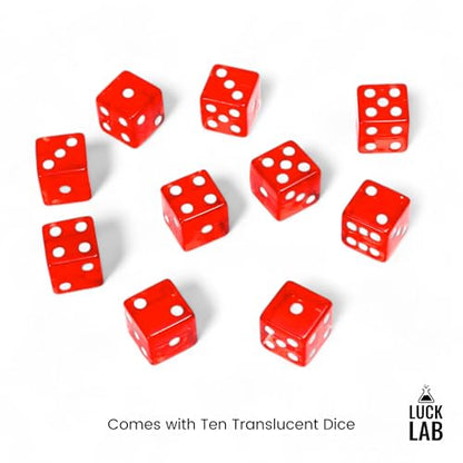 Luck Lab 10 Piece 19 mm Dice Pack - Acrylic and Translucent D6 Dice, Square w/Rounded Edge for Casino, Craps, RPG MTG DND Dice Table Games and Board Games (Red) - color: Red