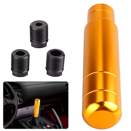 BARTOO Aluminum Weighted Manual Shift knobs, Long Stick Shift Knob Gear Shifter Knobs, Car Accessories Lever Cover Head Universal Shifter Knobs with 3 Threaded Adapters (Gold) - color: Gold