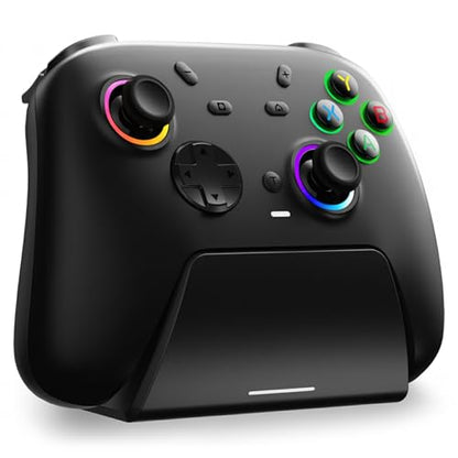 DuLingKer Wireless Controller for PC/Switch 1&2/Android with Charging Dock | Controller with Hall Effect Joystick and Trigger RGB M1/M2 Buttons Vibration, Gamepad for Windows PC/Switch 1&2/Steam/Android