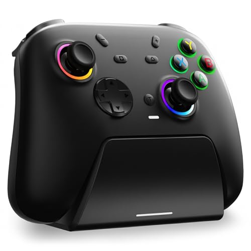 DuLingKer Wireless Controller for PC/Switch 1&2/Android with Charging Dock | Controller with Hall Effect Joystick and Trigger RGB M1/M2 Buttons Vibration, Gamepad for Windows PC/Switch 1&2/Steam/Android