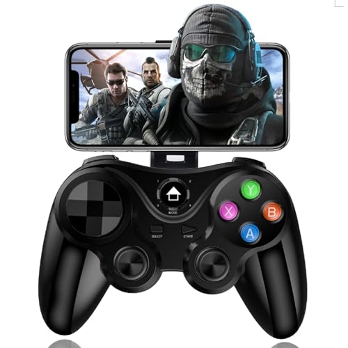 arVin Wireless Game Controller for iOS & Android, Bluetooth Gamepad Joystick with Phone Holder for iPhone 15/14/13/12, Samsung Galaxy S22/S21/S20, One Plus, TCL, Call of Duty, Apex Legends,Direct Play - color: Black
