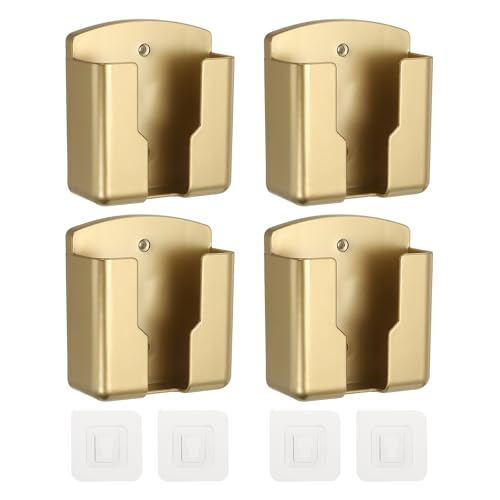 4Pcs Remote Control Holder Wall Mount, (3.5" x 1.63" x 3.94")-Universal TV AC Remote Controller Organizer Box Air Conditioner Media Player Rack Holder for Home/Office/School, Gold - color: Gold, size: 3.5" x 1.63" x 3.94"