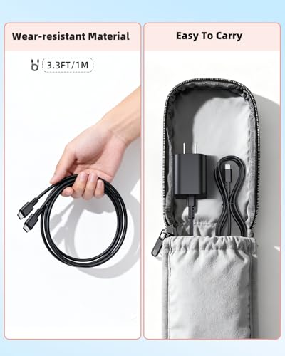 Switch 2 Charger with 3.3FT/1M USB-C Cable Cord - 60W AC Power Adapter, Support 4K TV Dock & PD 3.0 Fast, Power Supply 20V/3A Compatible with Switch 2/1/OLED, Wii (3.3FT - Portable Travel & Desk Size) - size: 3.3FT