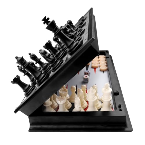 KAILE 13" Magnetic Chess Sets, 3 in 1 Travel Chess Checkers Backgammon Set with Folding Case - size: 13"
