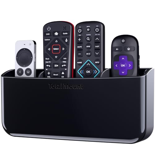 TotalMount Drop-Free Remote Holder – Removable Adhesive Strips – XL Black | Designed in the USA – Simply Put the Remotes In – No Tricky Magnet Alignment Needed (Holds 3 or 4 Remote Controls) - color: Black