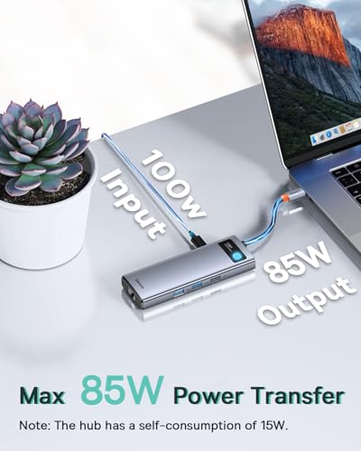 Baseus Laptop Docking Station Dual Monitor 9 in 1 USB C Hub up to 4K@120Hz | 2 HDMI, 1000Mbps LAN, Max 85W PD, 3 USB, SD Card Reader, USB C Dock Compatible with iPhone/Mac/Dell/HP/Surface/Steam Deck - size: 9 in 1