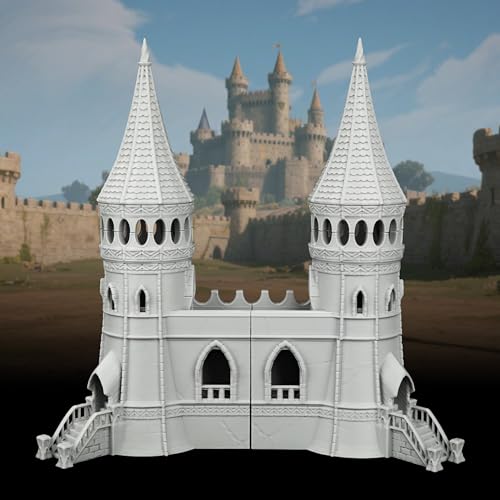 Modular Fantasy Fortress Corner for TTRPG - 25mm Scale Unpainted Stone Tower with Arched Stairs, Gothic RPG Terrain Set for Dungeon Masters & Wargame - City Wall Corner 2 (AF1104 D) - color: Af1104 D City Wall Corner 2